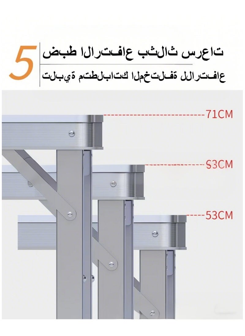 حصريا - طاولة وكراسي قابلة للطي من سبائك الألومنيوم المحمولة، طاولة واحدة وأربعة كراسي 120*60*55-70 (ارتفاع قابل للتعديل) - Image 1