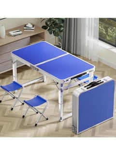 EXCLIFE Reinforced portable aluminum alloy folding table and chairs, one table and four chairs 120*60*55-70 (height adjustable)  - Image 2