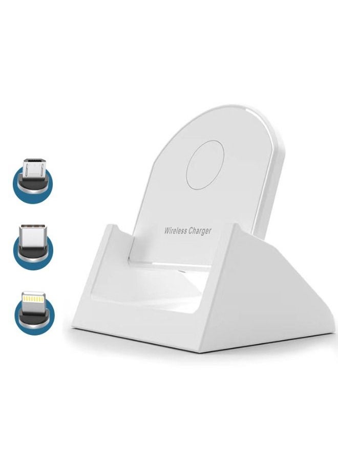 Generic - Fast Wireless Charger, 20W Max Fast Wireless Charging Stand with 3 Charging Ports, Supports Wired Charging and Wireless Charging, Compatible with iPhone 14/13/12/12 Pro Max/12 Mini/11/XR/X etc（White) - Image 1