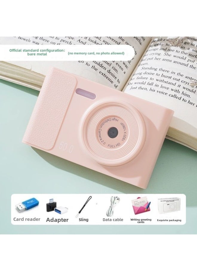 Generic - 5000W HD Dual Camera Ccd Digital Camera Retro Affordable Student Campus HD Photographable Card Machine Single Continuation-Body Color:Fairy Pink  - Bare Metal - Image 1