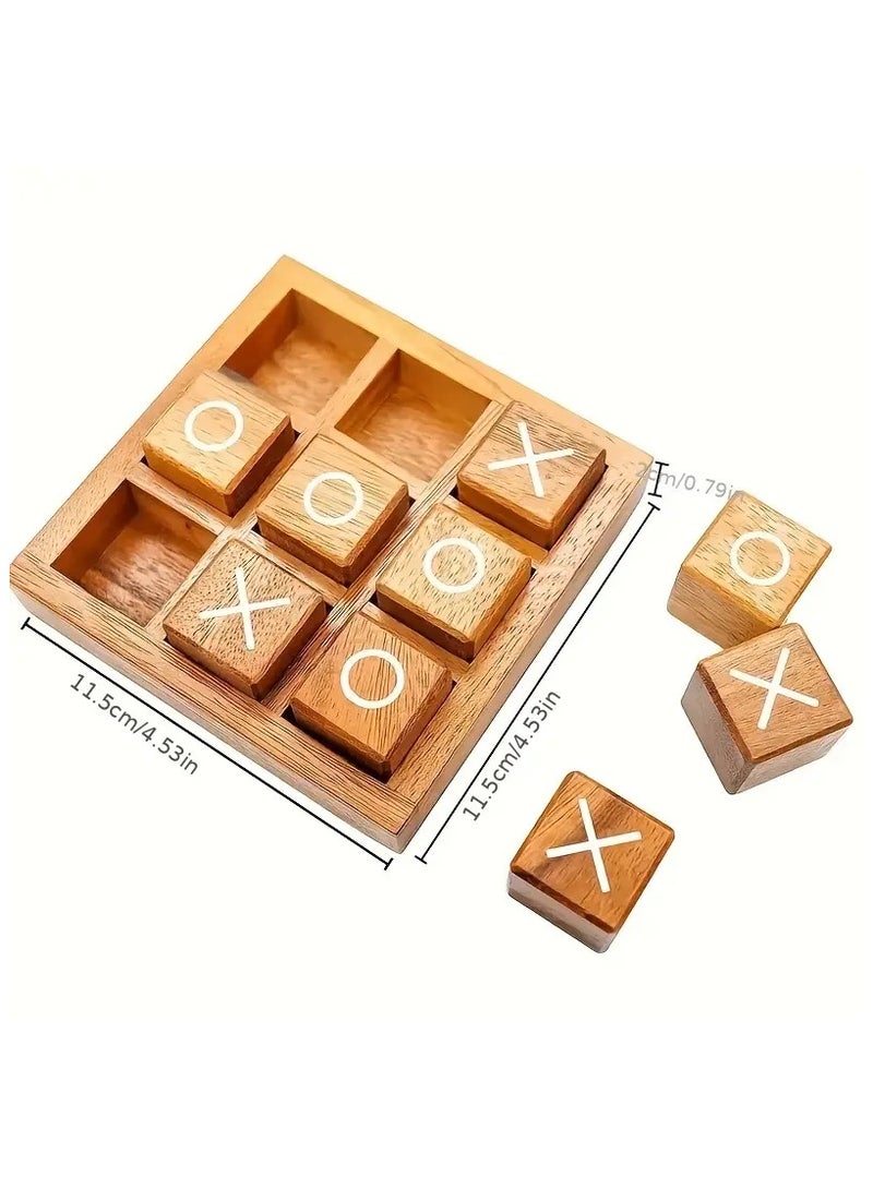 QUALITY Classic Mini Wooden XO Game – Travel-Friendly Tic Tac Toe Puzzle, 9 Cubes & Base, Compact Board Game for Kids & Adults, Coffee Table Decor & Gift - Image 2