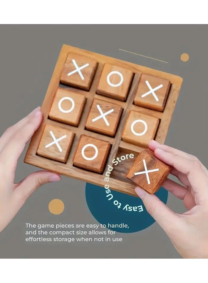 QUALITY Classic Mini Wooden XO Game – Travel-Friendly Tic Tac Toe Puzzle, 9 Cubes & Base, Compact Board Game for Kids & Adults, Coffee Table Decor & Gift - Image 3