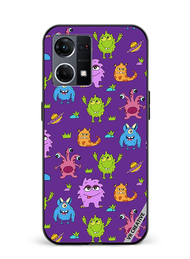 VR CREATIVE Protective Case Cover For Oppo Reno8 4G Monsters Cartoon Design Multicolour - Image 1