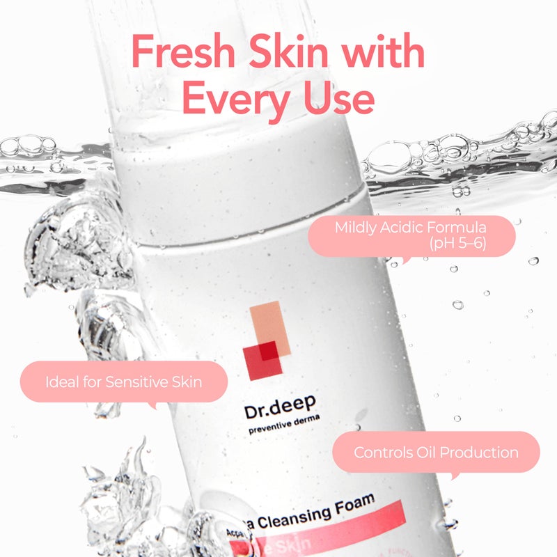 Dr.Deep Acpa Cleansing Foam - Exfoliating Cleanser with Salicylic Acid for Oily Skin, Acne Breakouts, and Clogged Pores, Non-Drying, Non-Comedogenic Formula - 5.07 fl.oz / 150ml - Image 4