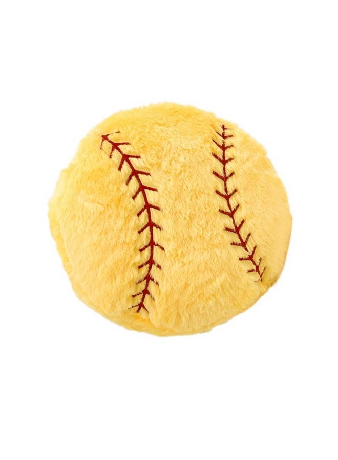 XIAOHONG Baseball Pillow - Fluffy Plush Throw Pillow, Soft Stuffed Toy, Durable Round Shaped Sport Toy Gift for Kids Room Decor (Yellow)