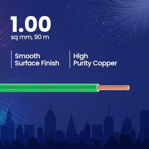 Polycab Suprema 1 sqmm Electron beam technology housewire|105C heat withstand capacity| No melt-No drip PVC insulation| 60 years product life|85% higher current carrying capacity|90M coil【Green】 - Image 2