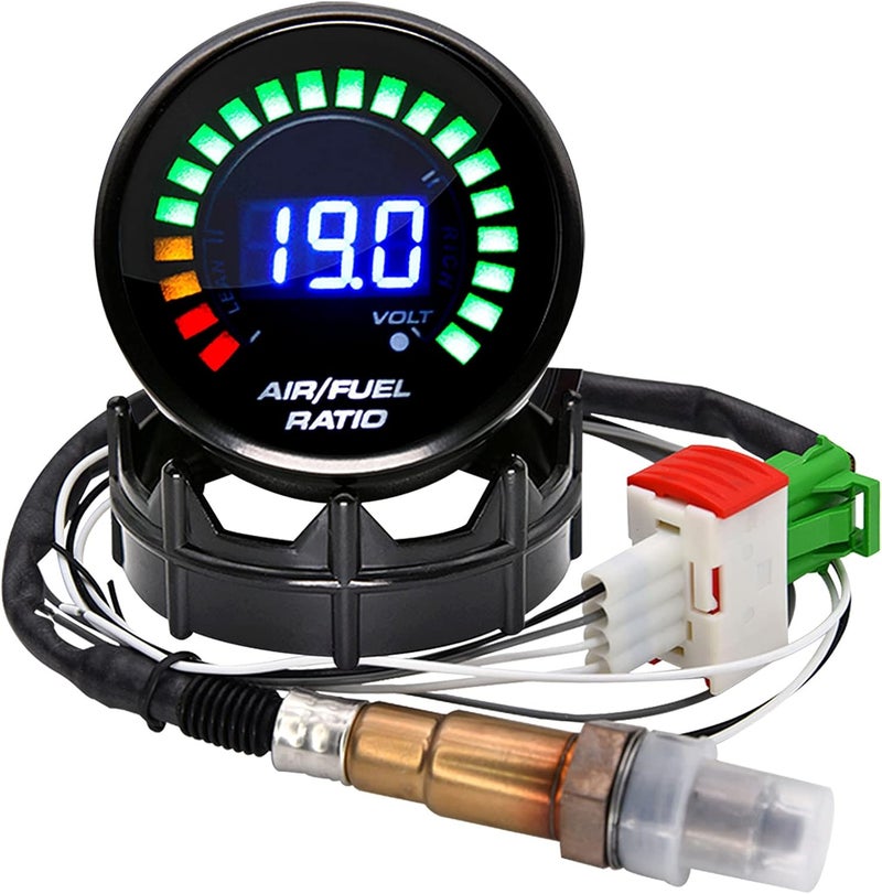 ARTILAURA 2-1/16" 52mm Air/Fuel Ratio Gauge with LED Digital Display and Narrowband O2 Sensor for 12V Cars - Image 1