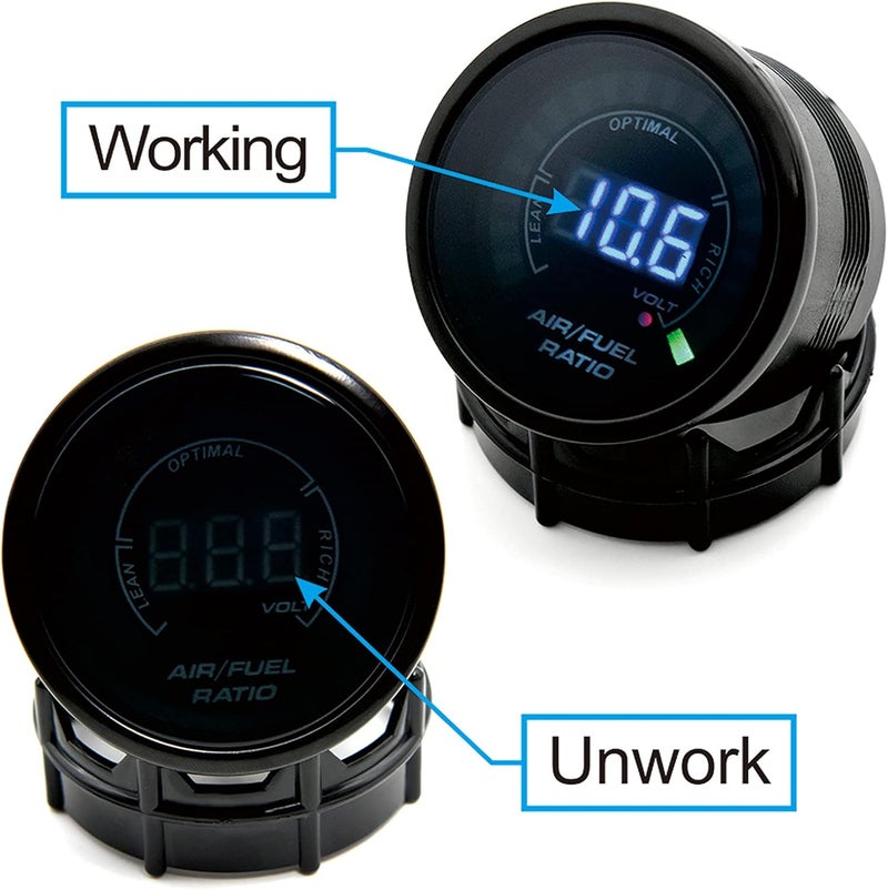 ARTILAURA 2-1/16" 52mm Air/Fuel Ratio Gauge with LED Digital Display and Narrowband O2 Sensor for 12V Cars - Image 2
