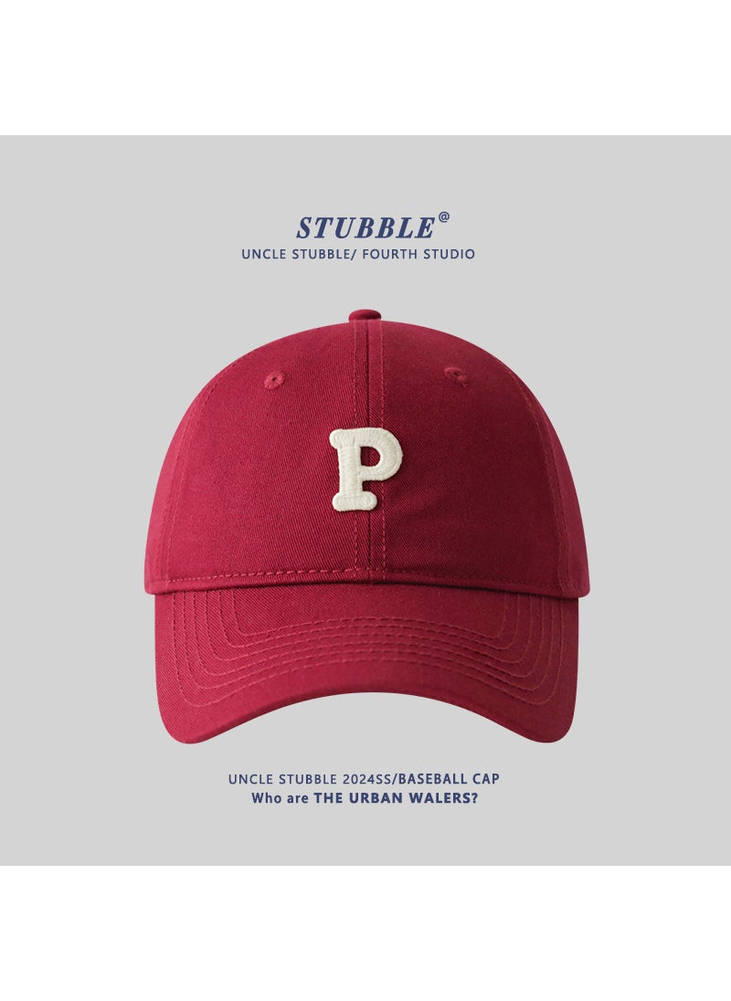 Generic Korean Style Baseball Cap Unisex Soft Top wine red 