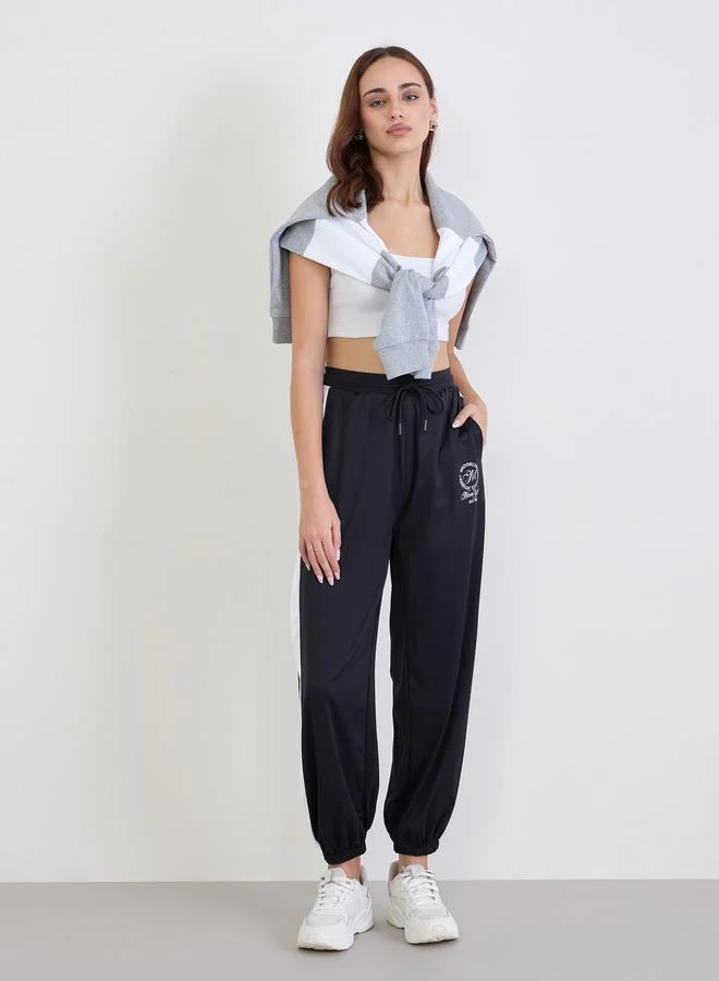 Styli Women Black Side Stripe Joggers