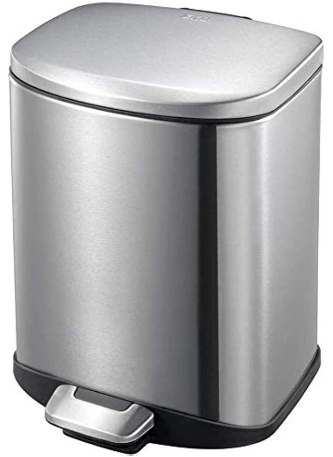 EKO Eko Della 6-Liter, Fingerprint Resistant Brushed Stainless Steel Finish, Rectangular Waste Bin With Soft Close Lid, Durable Cantilever Foot Pedal Mechanism  - Image 1