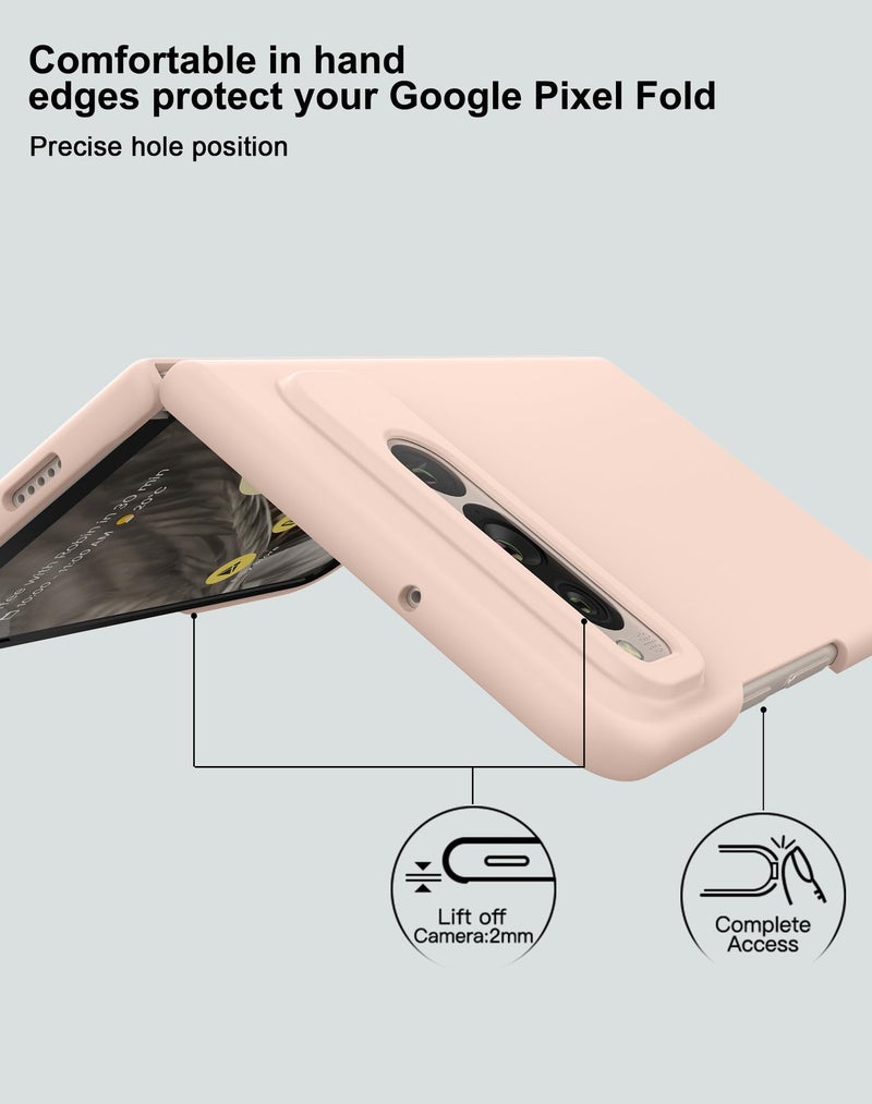 Foluu Case for Google Pixel Fold 2023, Ultra Thin Slim Fit Matte PC with Non-Slip Grip Full Protection Protective Cover for Google Pixel Fold 2023 (Pink) - Image 2
