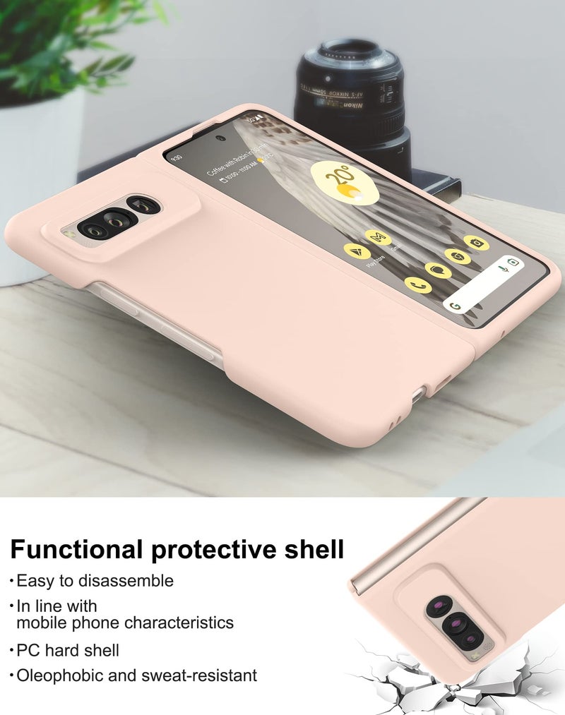 Foluu Case for Google Pixel Fold 2023, Ultra Thin Slim Fit Matte PC with Non-Slip Grip Full Protection Protective Cover for Google Pixel Fold 2023 (Pink) - Image 3