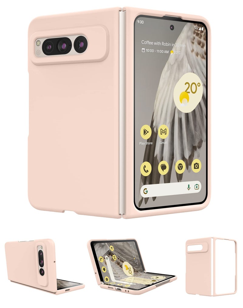 Foluu Case for Google Pixel Fold 2023, Ultra Thin Slim Fit Matte PC with Non-Slip Grip Full Protection Protective Cover for Google Pixel Fold 2023 (Pink) - Image 1