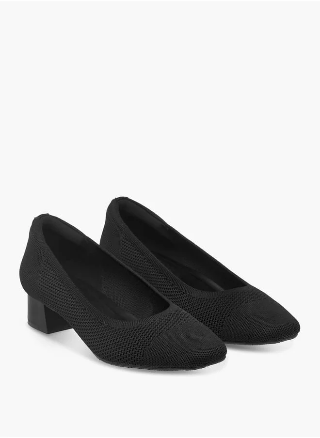 لو كونفورت Women Mesh Textured Slip-On Pumps with Block Heels