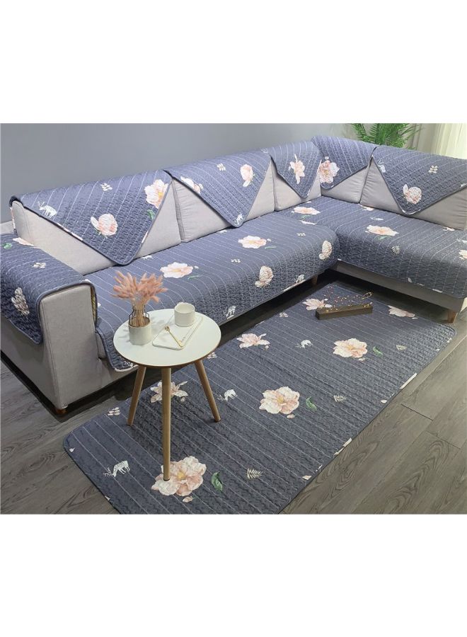 NIBEMINENT Floral Pattern Dust Proof Sofa Slipcover Blue - Image 2