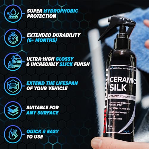 Carfidant Ceramic Silk - Ceramic Coating Spray - High Gloss, Hydrophobic Protection & Chemical Resistance for Cars, RVs & Boats - Long-Lasting Shine & Durability for Exterior Detailing - 8 fl. Oz. - Image 3