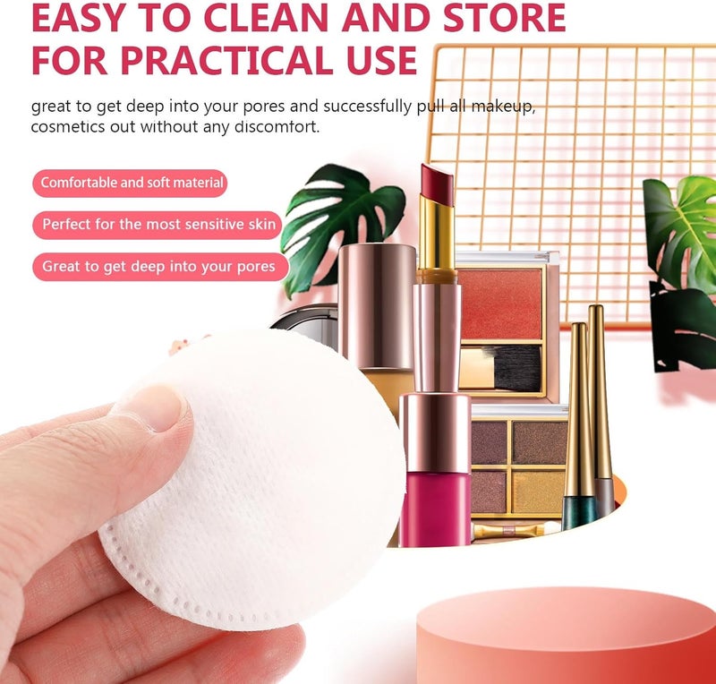 200 قطعة من وسادات القطن المستديرة مقاس 6 سم لإزالة المكياج، وسادات تنظيف الوجه المضغوطة ثلاثية الطبقات للبشرة الحساسة للتنظيف اليومي للوجه - Image 3