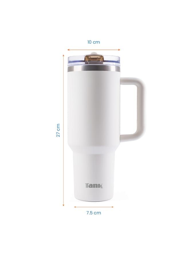 Tank Quencher, 1200ml, Cream, Stainless Steel Bottle, BPA free, insulated, Leakproof - Image 2
