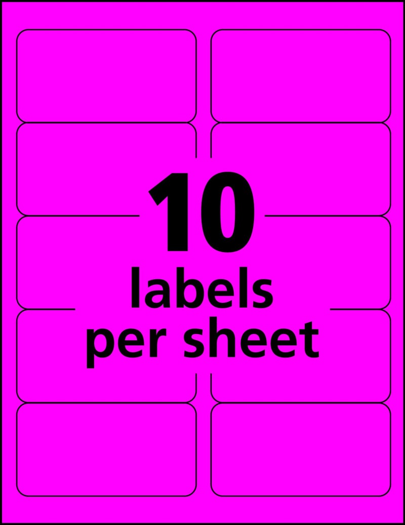 Avery 2"x 4" Neon Shipping Labels with Sure Feed for Laser Printers, 1,000 Pink Stickers (5974) - Image 4