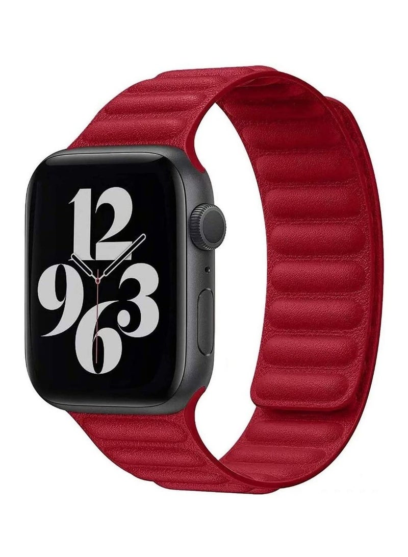 ELTRAZONE Adjustable Leather Loop Wristband with Strong Magnetic Closure for Apple Watch Series 1,2,3,4,5,6,SE 42/44mm - Image 1