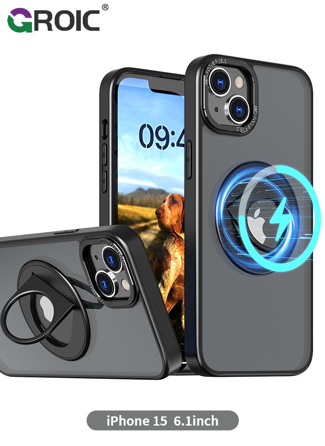 GROIC - iPhone 15 Case with Magnetic Invisible Stand, Compatible with MagSafe,Translucent Phone Cover with Lens Protection,iPhone 15 Phone Shell - Image 1