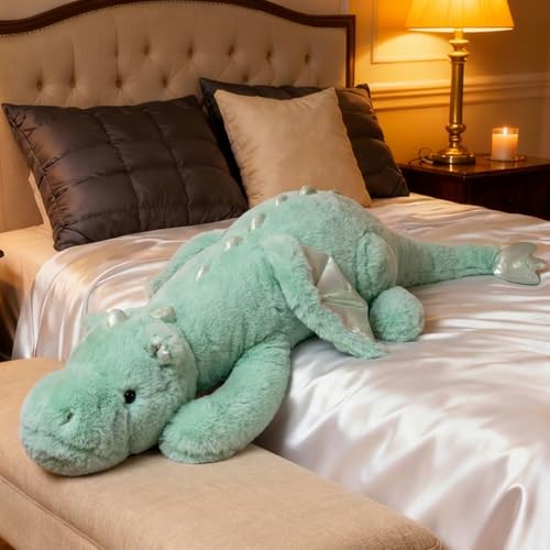 ARELUX Giant 50in 3Lb Big Green Dragon Large Stuffed Animals Cute Plush Toy Fuzzy Jumbo Dinosaur Pillow Plushies with Wings Cuddly Soft Pterosaur Plushie for Friends Family Member - Image 1