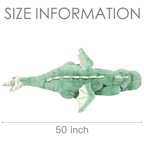ARELUX Giant 50in 3Lb Big Green Dragon Large Stuffed Animals Cute Plush Toy Fuzzy Jumbo Dinosaur Pillow Plushies with Wings Cuddly Soft Pterosaur Plushie for Friends Family Member - Image 5