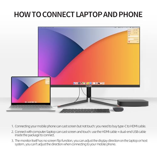 CUNPU 24 Inch Touchscreen Monitor, 10 Point Touch, FHD 1080P 75Hz IPS Screen, 100% SRGB, VESA Wall Mountable, Tilt Adjustment, VGA HDMI USB for PC, Laptop Business & Work Station, Warehouse - Image 5