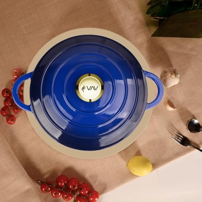 VAV Healthy And Safe NonStick Cast Iron Cookware Set Includes 24Cm Fry Pan 18Cm 21Cm 24Cm Dutch Ovens With Lids And Gloves - Image 4