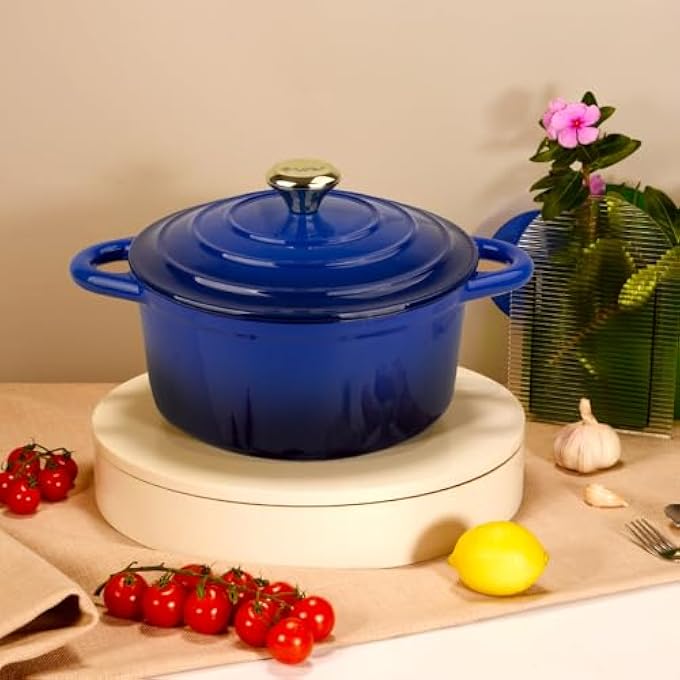 VAV Healthy And Safe NonStick Cast Iron Cookware Set Includes 24Cm Fry Pan 18Cm 21Cm 24Cm Dutch Ovens With Lids And Gloves - Image 3