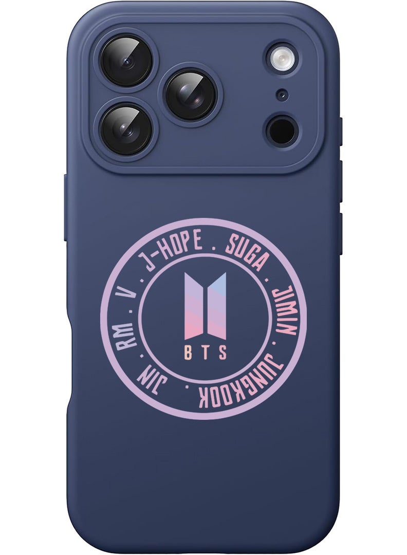 Theodor Protective Slim Fit Case Liquid Silicone Cover with Full Body Protection Anti-Scratch Shockproof Case For Apple iPhone 17 Pro (Blue) BTS sticker - Image 1