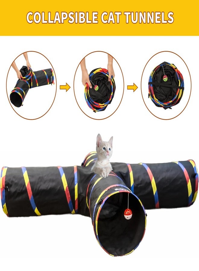 SweetBin 47" Long Cat Tunnels - 4 Way Cat Tunnel for Indoor Cats Play & Exploration - Collapsible Pop Up Tubes for Ferrets, Rabbits, and Small Dogs Fun, with Play Ball and Mouse Toy - Image 3