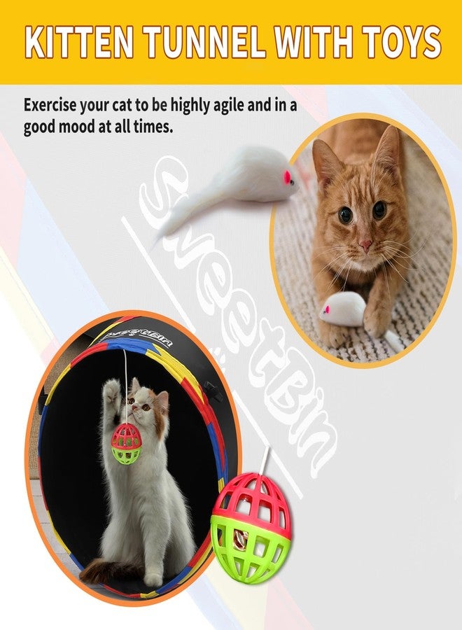 SweetBin 47" Long Cat Tunnels - 4 Way Cat Tunnel for Indoor Cats Play & Exploration - Collapsible Pop Up Tubes for Ferrets, Rabbits, and Small Dogs Fun, with Play Ball and Mouse Toy - Image 2