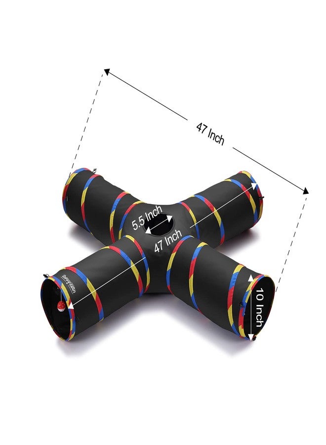 SweetBin 47" Long Cat Tunnels - 4 Way Cat Tunnel for Indoor Cats Play & Exploration - Collapsible Pop Up Tubes for Ferrets, Rabbits, and Small Dogs Fun, with Play Ball and Mouse Toy - Image 5