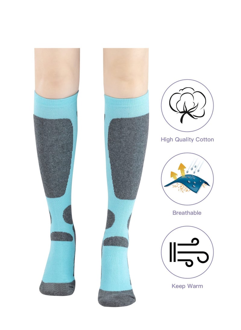 SYOSI Women's Ski Socks for Skiing Snowboarding Outdoor Sports 2 Pack Winter Performance Socks Pink Blue  - Image 3