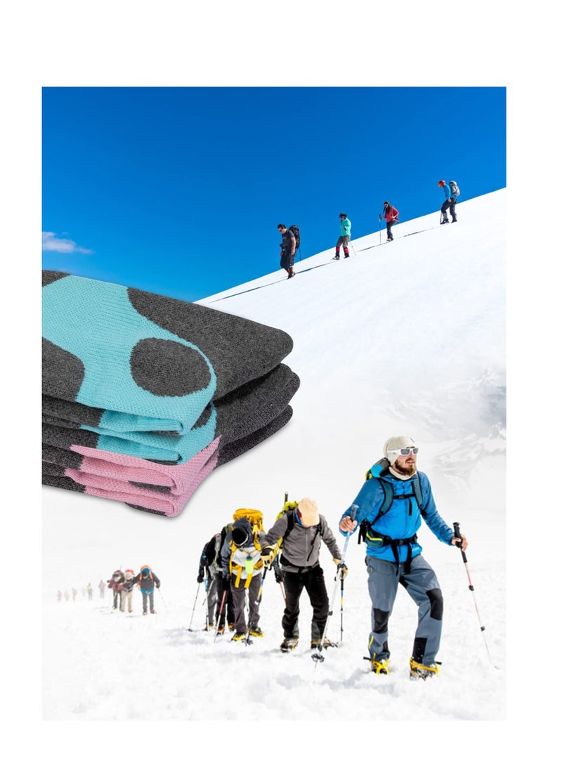 SYOSI Women's Ski Socks for Skiing Snowboarding Outdoor Sports 2 Pack Winter Performance Socks Pink Blue  - Image 5