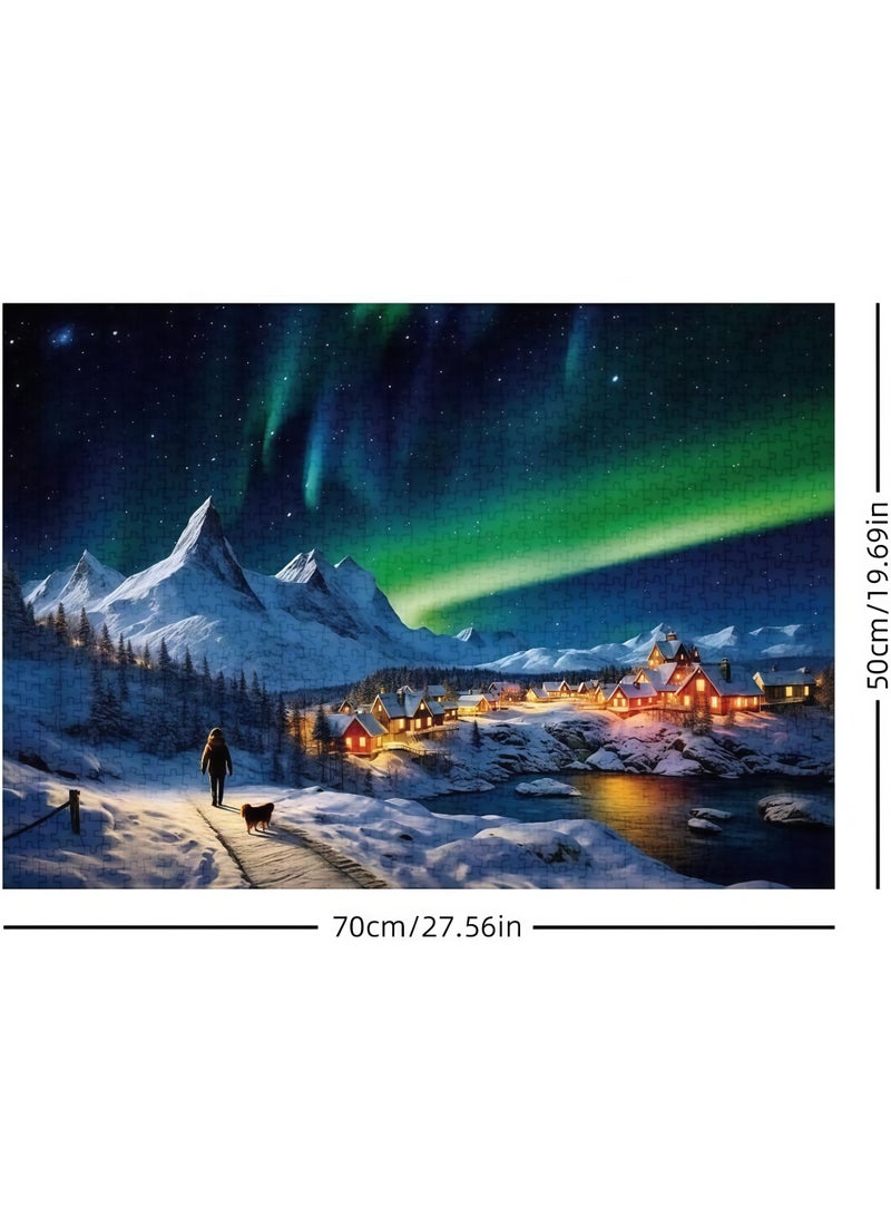 ايديوسا 1000 قطعة بانورامية من الأحجية الذهنية، أحجية منظر ضوء الشفق الثلجي، أحجية للزينة، لعبة أحجية عالية الجودة/ترفيه عائلي، تجميع صداقة بين الأصدقاء - Image 4