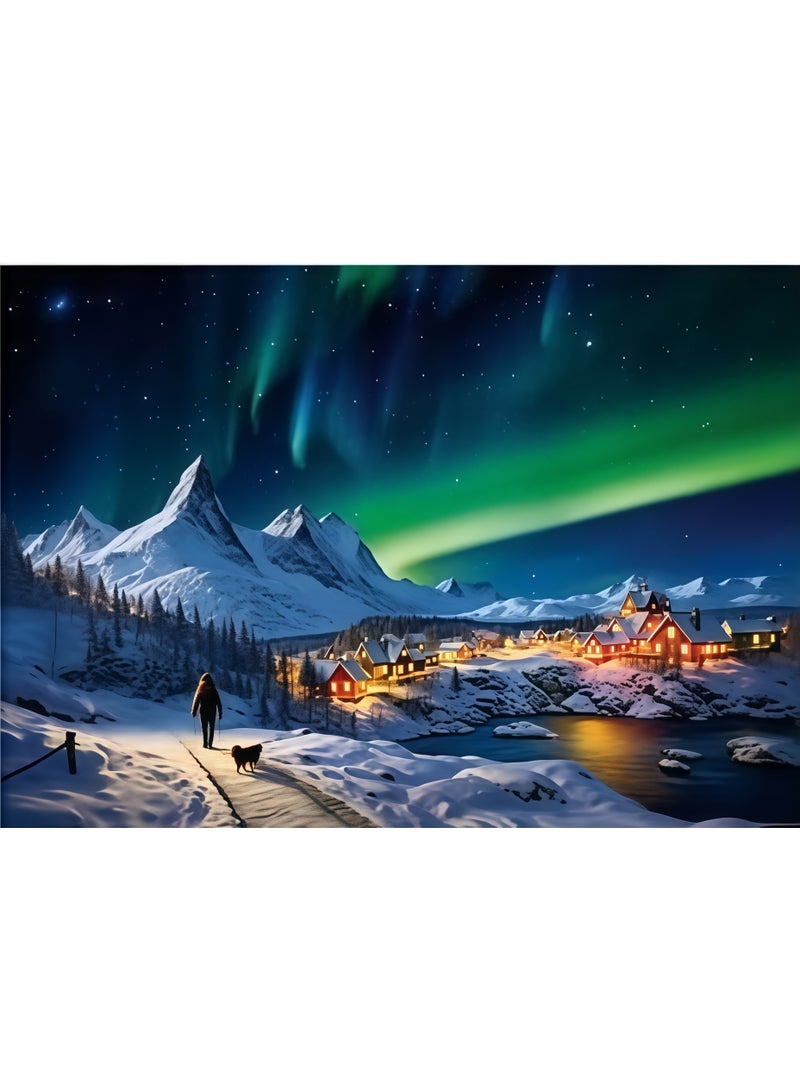 ايديوسا 1000 قطعة بانورامية من الأحجية الذهنية، أحجية منظر ضوء الشفق الثلجي، أحجية للزينة، لعبة أحجية عالية الجودة/ترفيه عائلي، تجميع صداقة بين الأصدقاء - Image 1