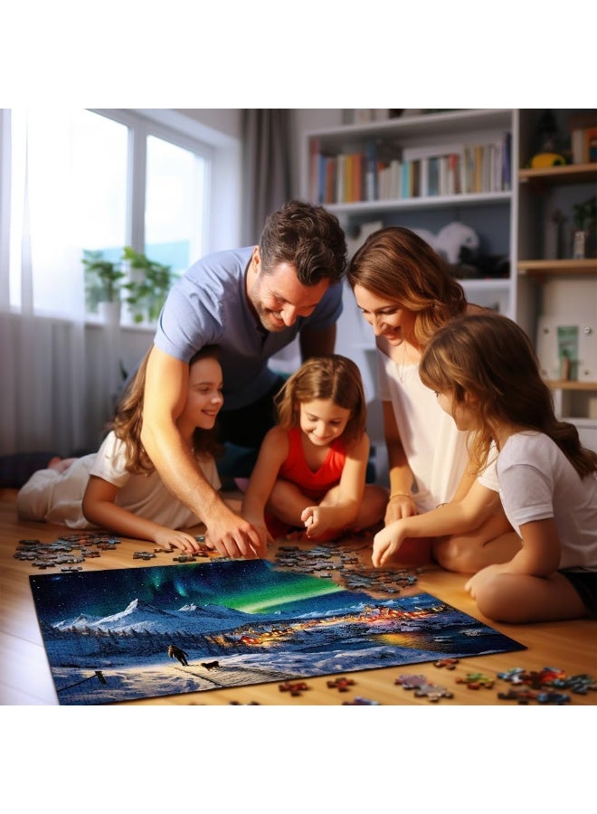 ايديوسا 1000 قطعة بانورامية من الأحجية الذهنية، أحجية منظر ضوء الشفق الثلجي، أحجية للزينة، لعبة أحجية عالية الجودة/ترفيه عائلي، تجميع صداقة بين الأصدقاء - Image 3