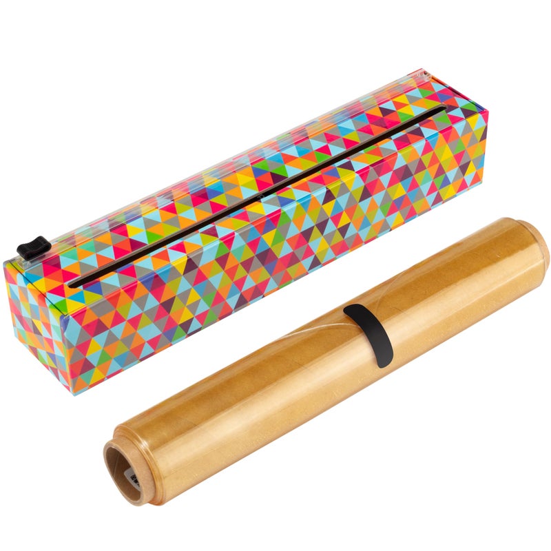Chicwrap Triangle Refillable Plastic Wrap Dispenser  Includes 12 x 250 Roll Professional Grade Disposable Plastic Wrap  Reusable Dispenser wSlide Cutter  Ideal Dispenser  Saves Money