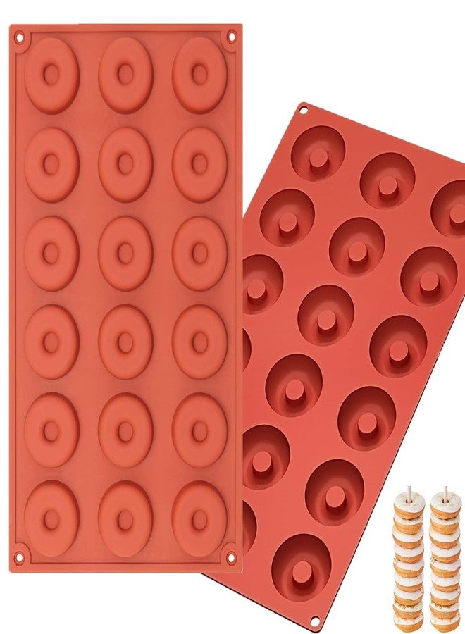 iefoah 2pcs Mini Donut Pan Silicone Mold for Mini Donut, 18 Cavities Silicone Molds for Donut Home Reusable Donut Baking Pan Tray - Image 1