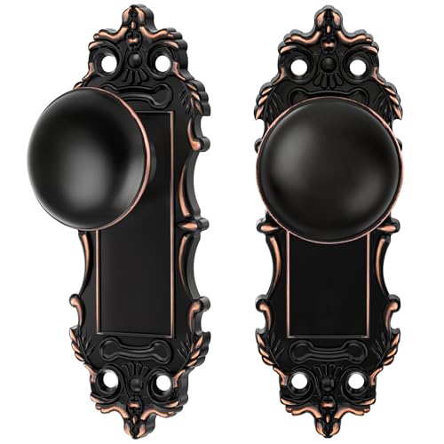 CEYMIO Dummy Door Knobs Interior 2 Pack Oil Rubbed Bronze Door Knob Antique Door Handle Vintage Door Pulls for Pantry Door Hallway - Image 1