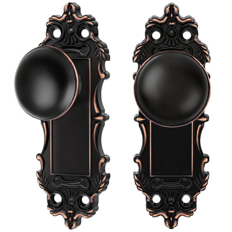 CEYMIO Dummy Door Knobs Interior 2 Pack Oil Rubbed Bronze Door Knob Antique Door Handle Vintage Door Pulls for Pantry Door Hallway - Image 2