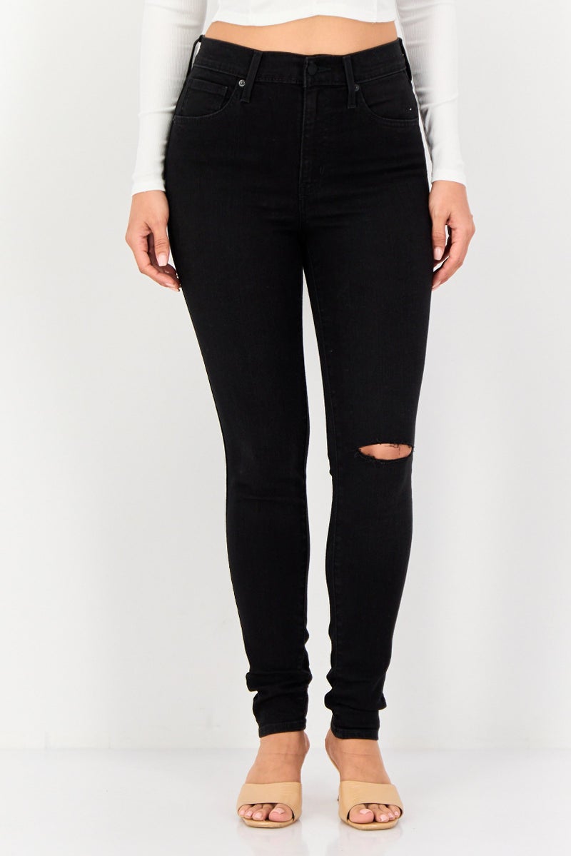 Levi's Women Super Skinny Fit Solid Stretchable Jeans, Black - Image 1