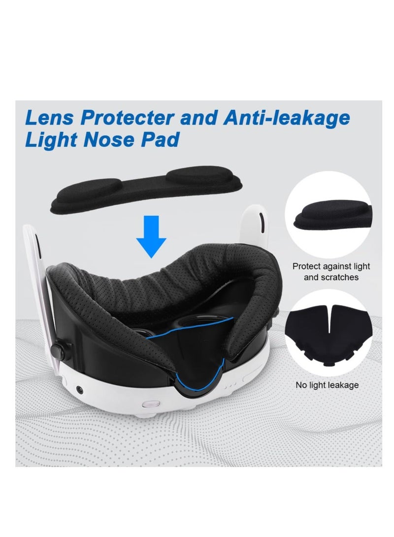 6 in 1 VR Facial Interface and Foam Replacement Set Fit for Oculus/Meta Quest 3, Adjustable Facial Bracket, Anti-Leakage Nose Pad Lens Protector Lens Cloth Fit for VR Quest 3 VR Accessories  - Image 4