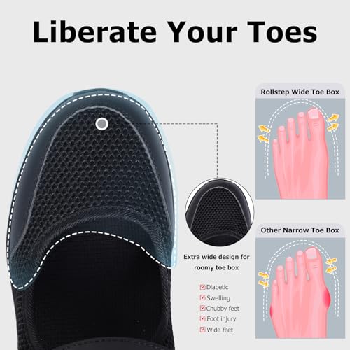 Git-up Women's Comfortable Working Nurse Shoes Non-Slip Adjustable Breathable Walking Buffer Fitness Casual Nursing Orthotic Lightweight Shoes B-Black - Image 5