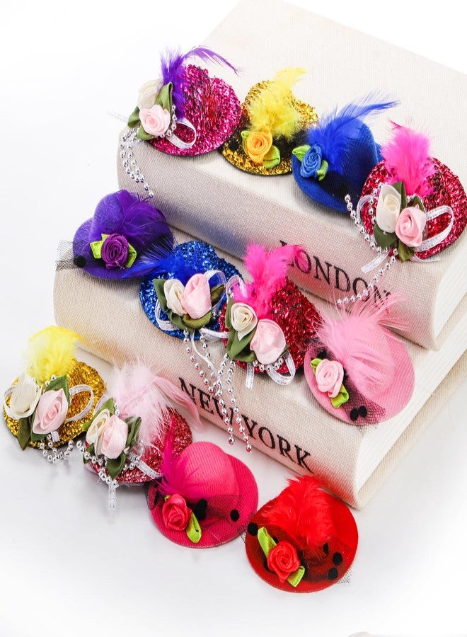 Eorbow 12 Pcs Chicken Hats for Hens, Mini Feather Top Chicken Helmet Halloween Accessories, Funny Small Hat Tiny Pet Hat, Chicken Show Costume for Rooster Duck Hamster Parrot Bird Poultry Snake - Image 4