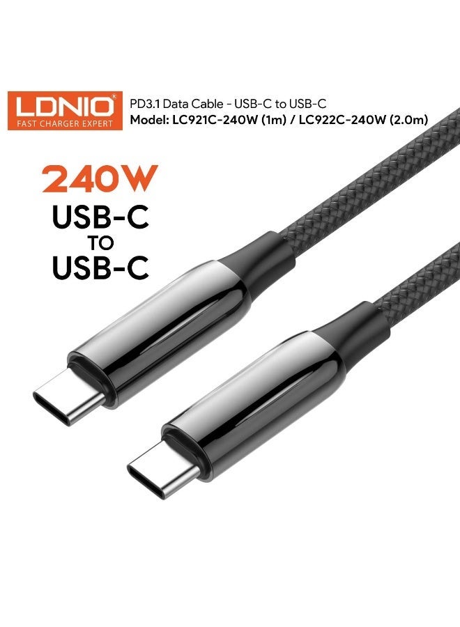 لدنيو كابل شحن فائق السرعة 240 وات من النوع C إلى النوع C 1 متر لأجهزة iPhone 17/16/15 وiPad والكمبيوتر المحمول وMacBook وSamsung وHuawei وXiaomi - Image 3