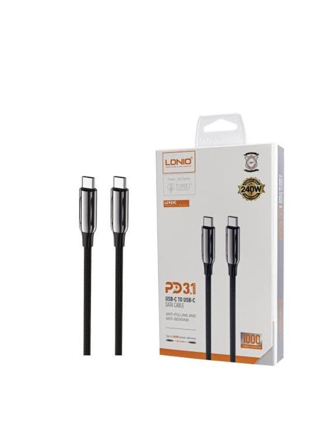 لدنيو كابل شحن فائق السرعة 240 وات من النوع C إلى النوع C 1 متر لأجهزة iPhone 17/16/15 وiPad والكمبيوتر المحمول وMacBook وSamsung وHuawei وXiaomi - Image 4